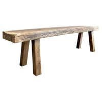 Vintage Antique Elmwood Bench For Sale at 1stDibs