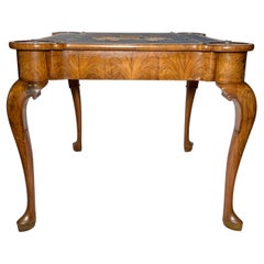 Antique 19th Century English Queen Anne Burled Walnut Console and Card Table