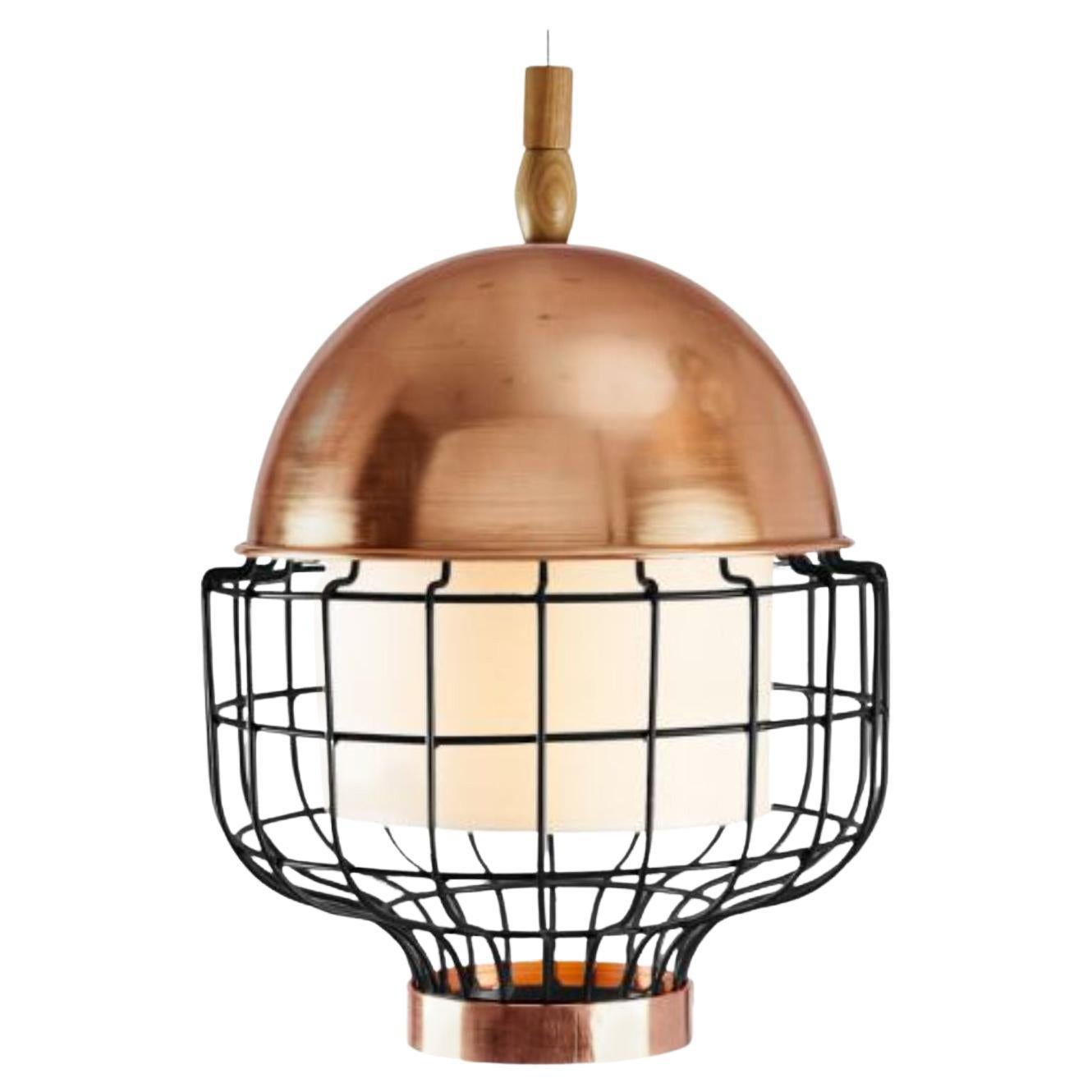 Copper Black Magnolia III Suspension Lamp with Copper Ring by Dooq For Sale