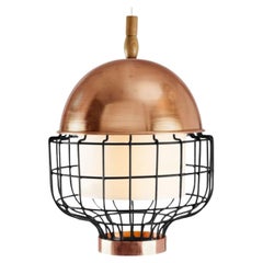 Copper Black Magnolia III Suspension Lamp with Copper Ring by Dooq