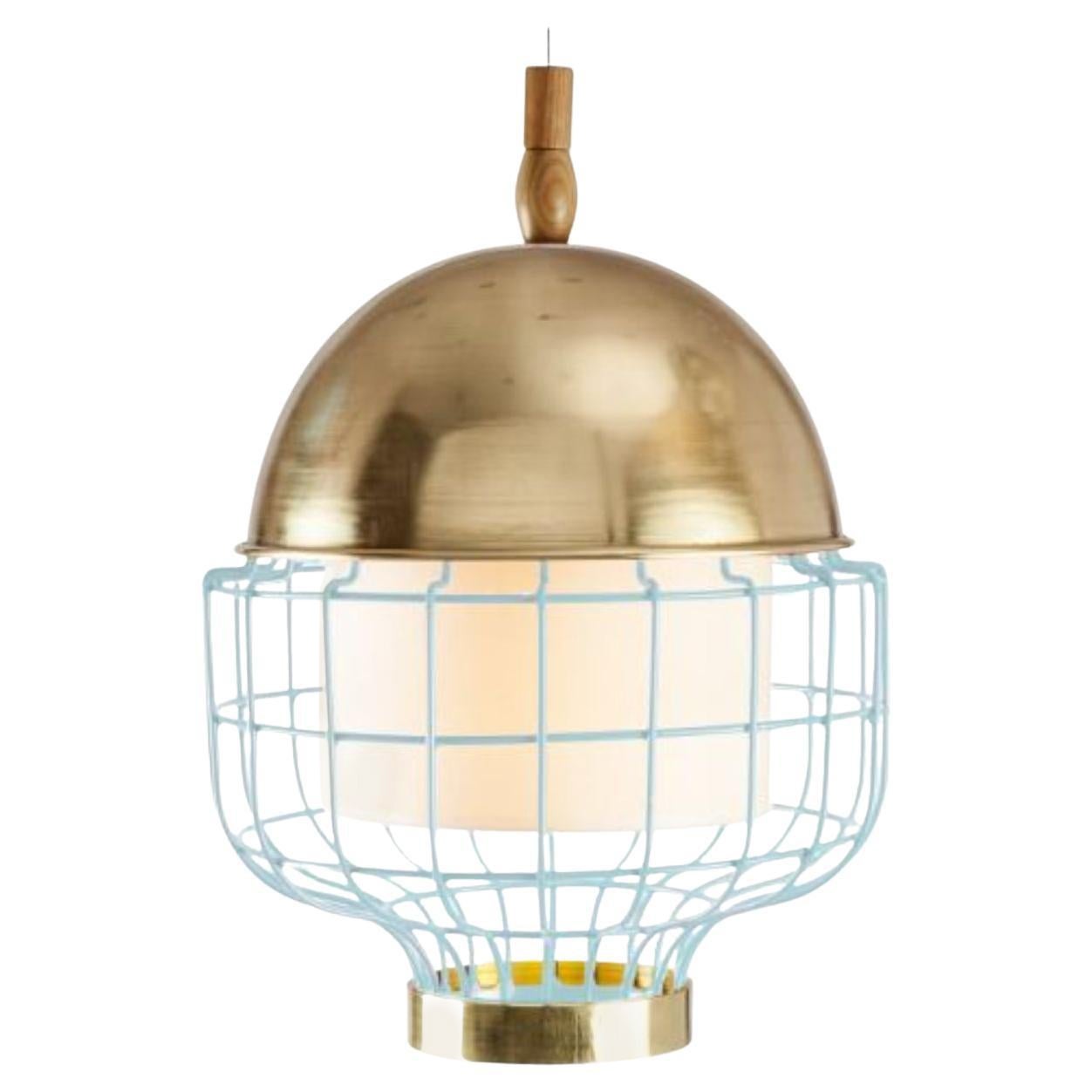 Brass Jade Magnolia III Suspension Lamp with Brass Ring by Dooq For Sale