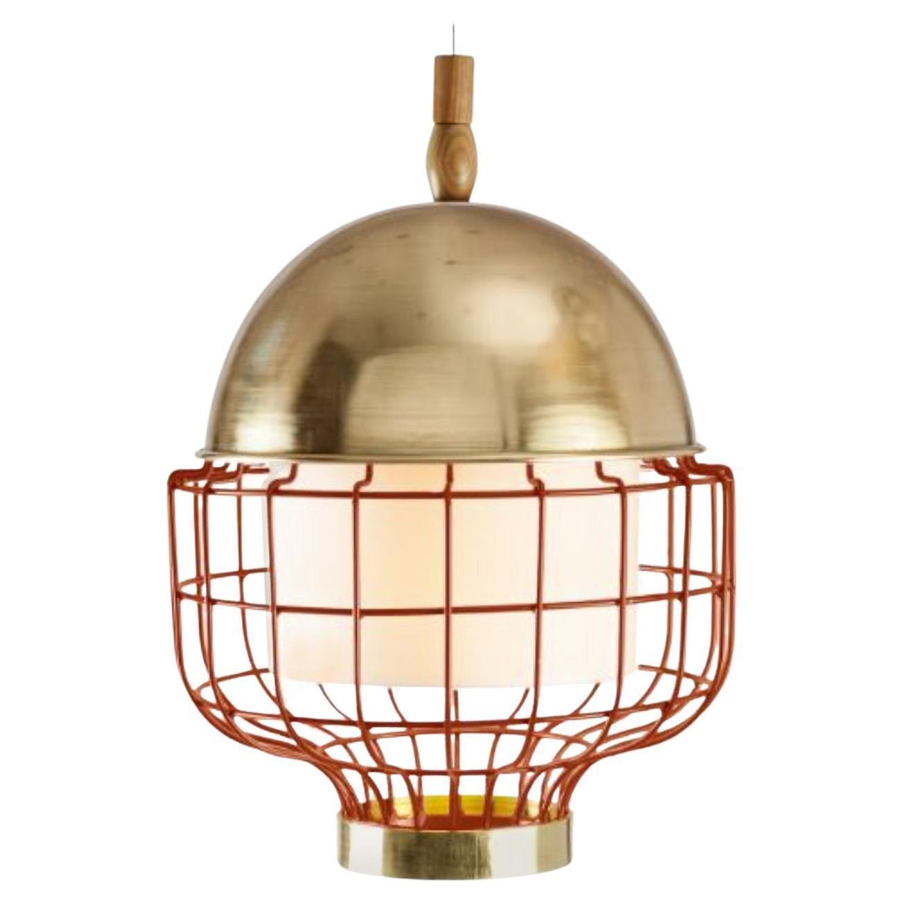 Brass Copper Magnolia III Suspension Lamp with Brass Ring by Dooq For Sale