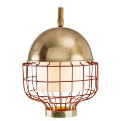 Lampe à suspension Magnolia III en laiton et cuivre avec anneau en laiton par Dooq