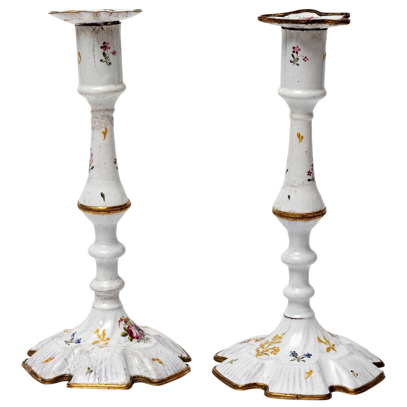 Pair of Rare Battersea Candlesticks For Sale