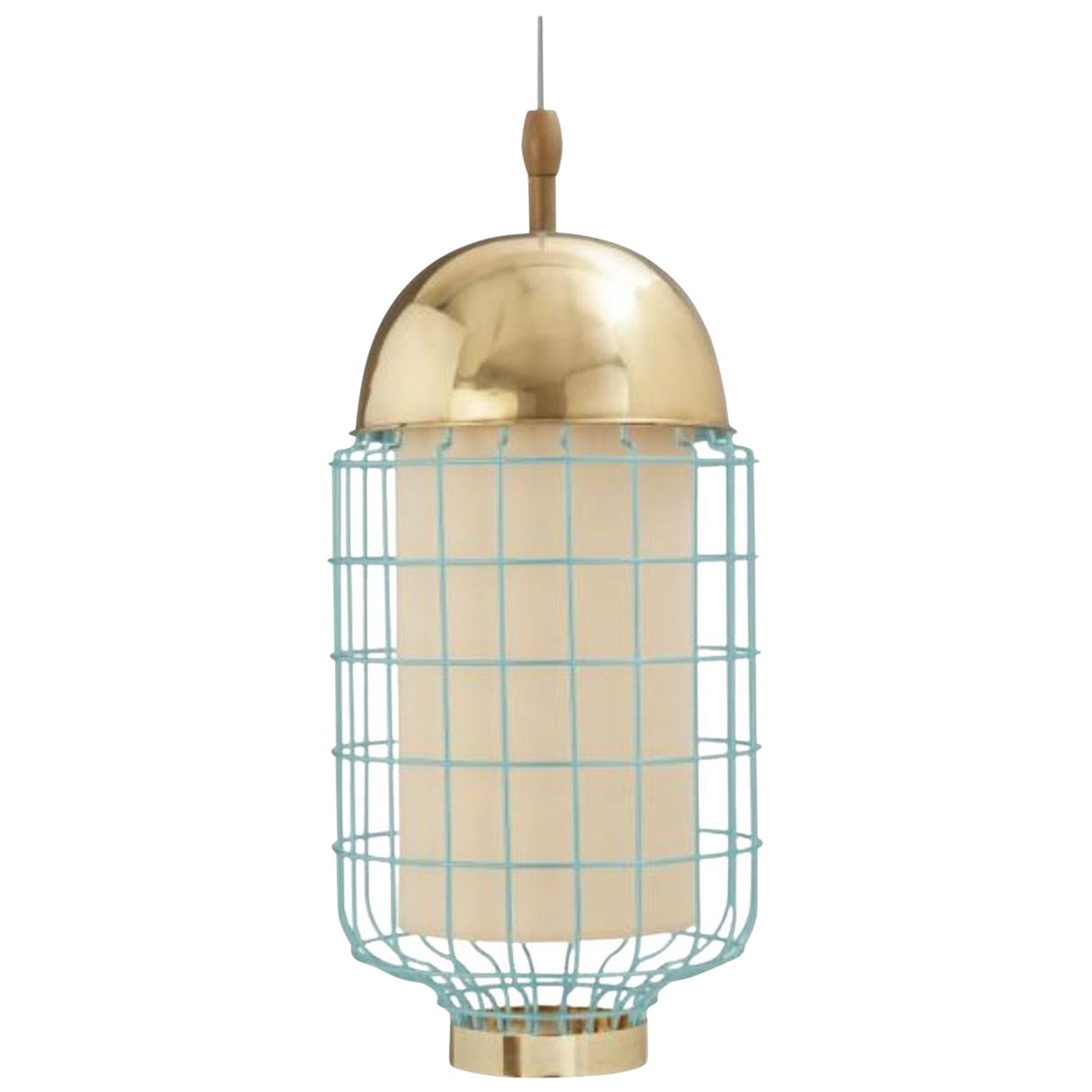 Brass Jade Magnolia II Suspension Lamp with Brass Ring by Dooq For Sale