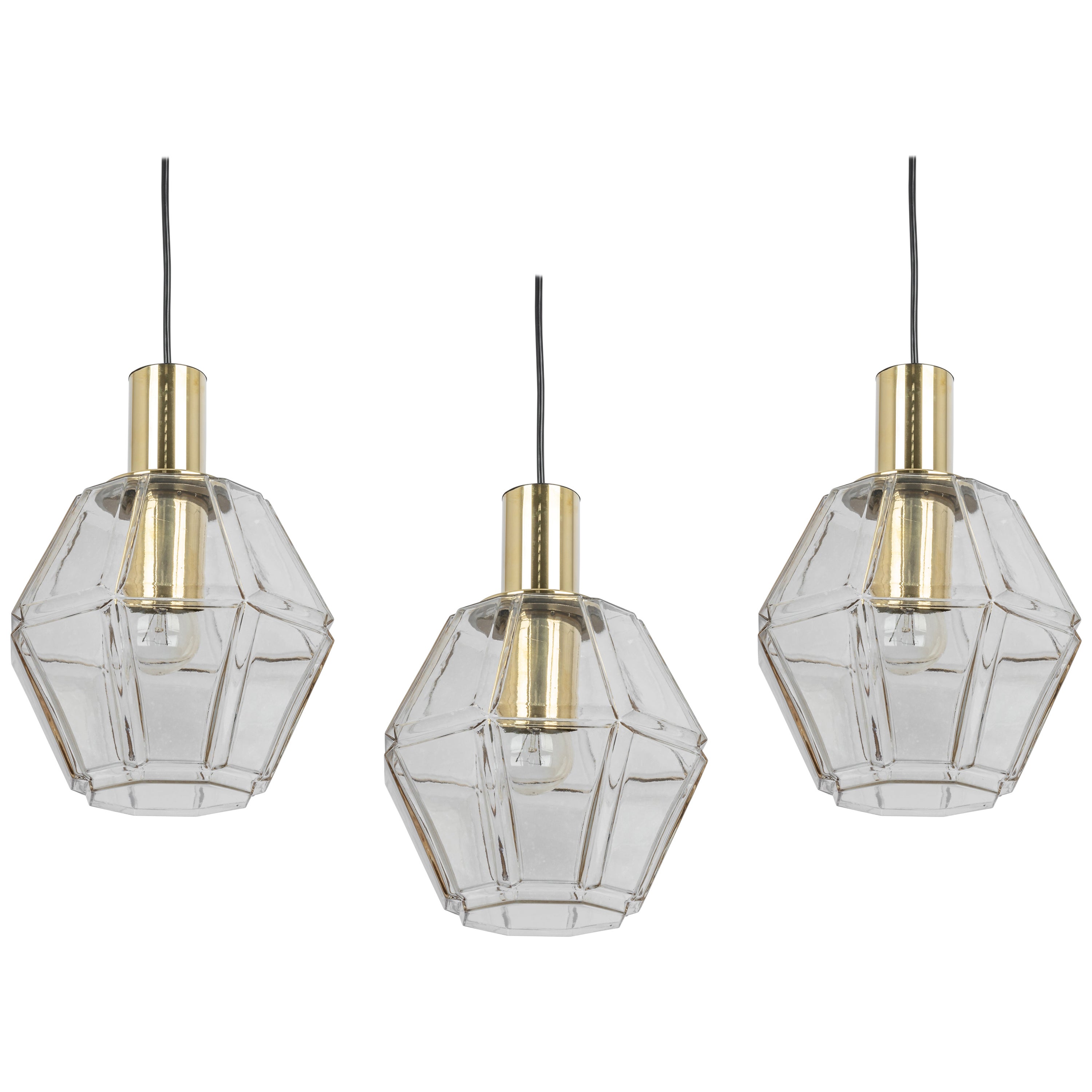 1 of 3 Glass Pendant lights by Limburg, Germany, 1970s For Sale
