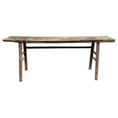 Antique Elm Wood Console Table