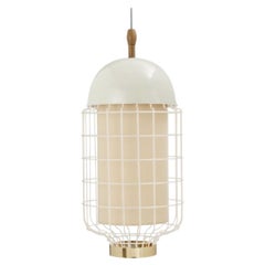 Ivory Magnolia II Suspension Lamp with Brass Ring by Dooq