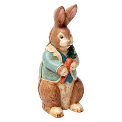 Japanese Hand Painted Iron Garden Bunny Rabbit or Doorstop