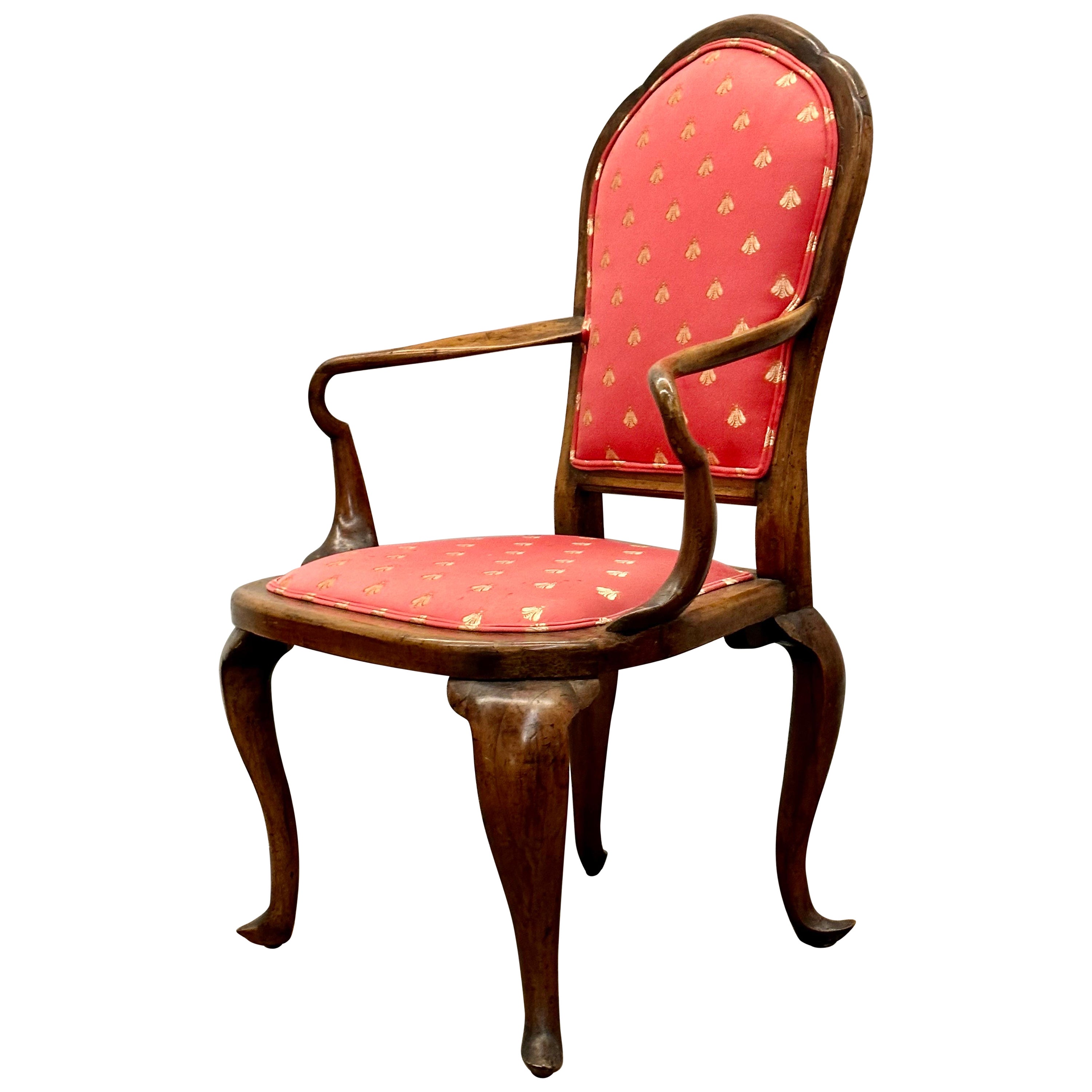 Queen Anne Walnut Armchair For Sale