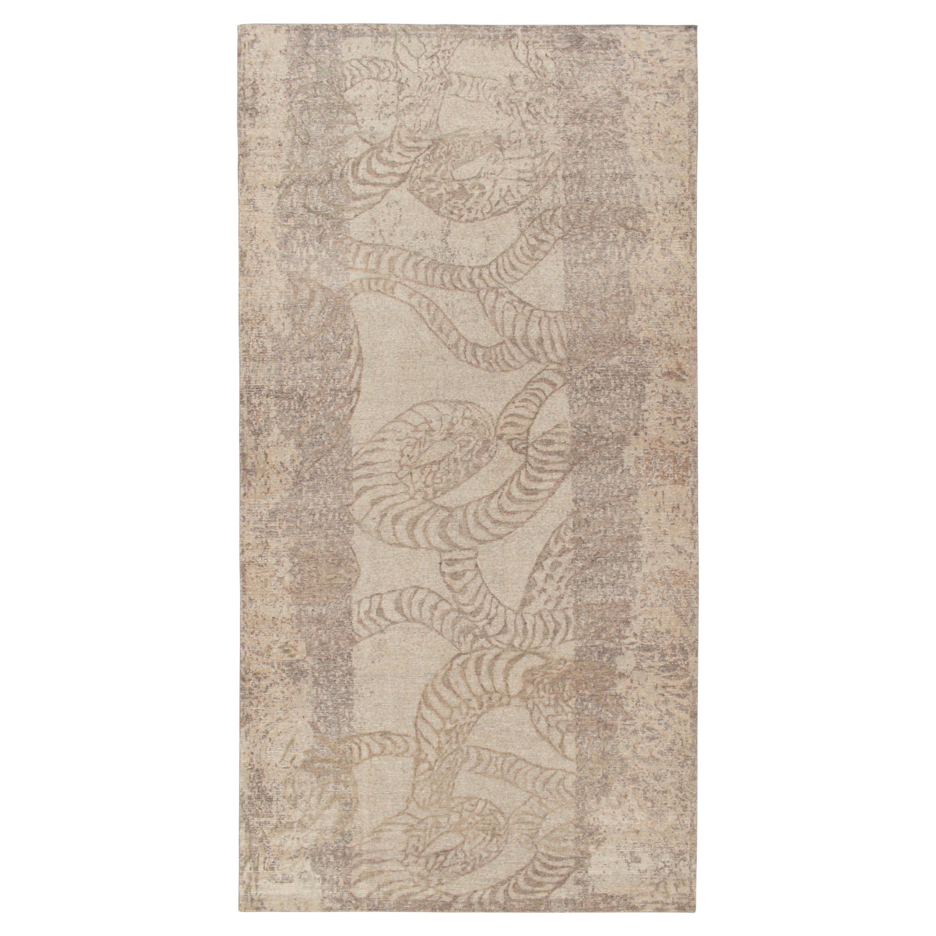 Rug & Kilim's Distressed Style Abstract Rug in Beige-Brown & Gray Pattern