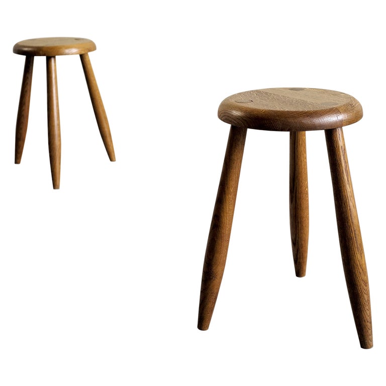 Pair of tripod stools, France 1950 For Sale at 1stDibs
