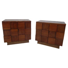 Pair of Midcentury Brutalist Style Nightstands by Young Manufacturing Co.