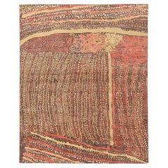 Rug & Kilim's Distressed Style Modern Rug in Beige-Brown, Red Abstract Pattern