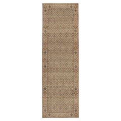 Rug & Kilim’s Distressed Style Runner in Beige-Brown & Grey Tribal Patterns