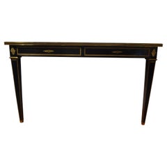 French Maison Jansen Louis XVI Style Lacquer and Bronze Console Table