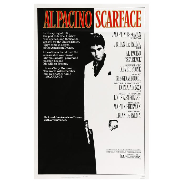 'Scarface' Original Vintage US One Sheet Movie Poster, 1983 For Sale