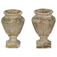 English Garden Stone Urn Vases or Planter Pots in the Classical Style
