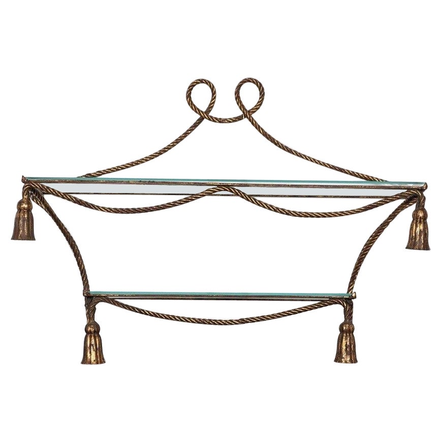 Estantes de pared de hierro dorado italiano de mediados de siglo