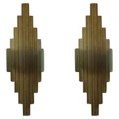 Pair of Italian Chiseled Glass Sconces by Poliarte