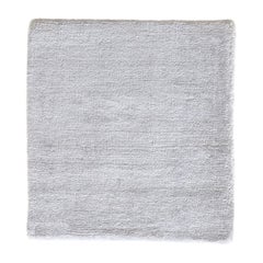 Minimalist Contemporary Natural Bamboo Silk White Hand-Loomed Large Square Rug