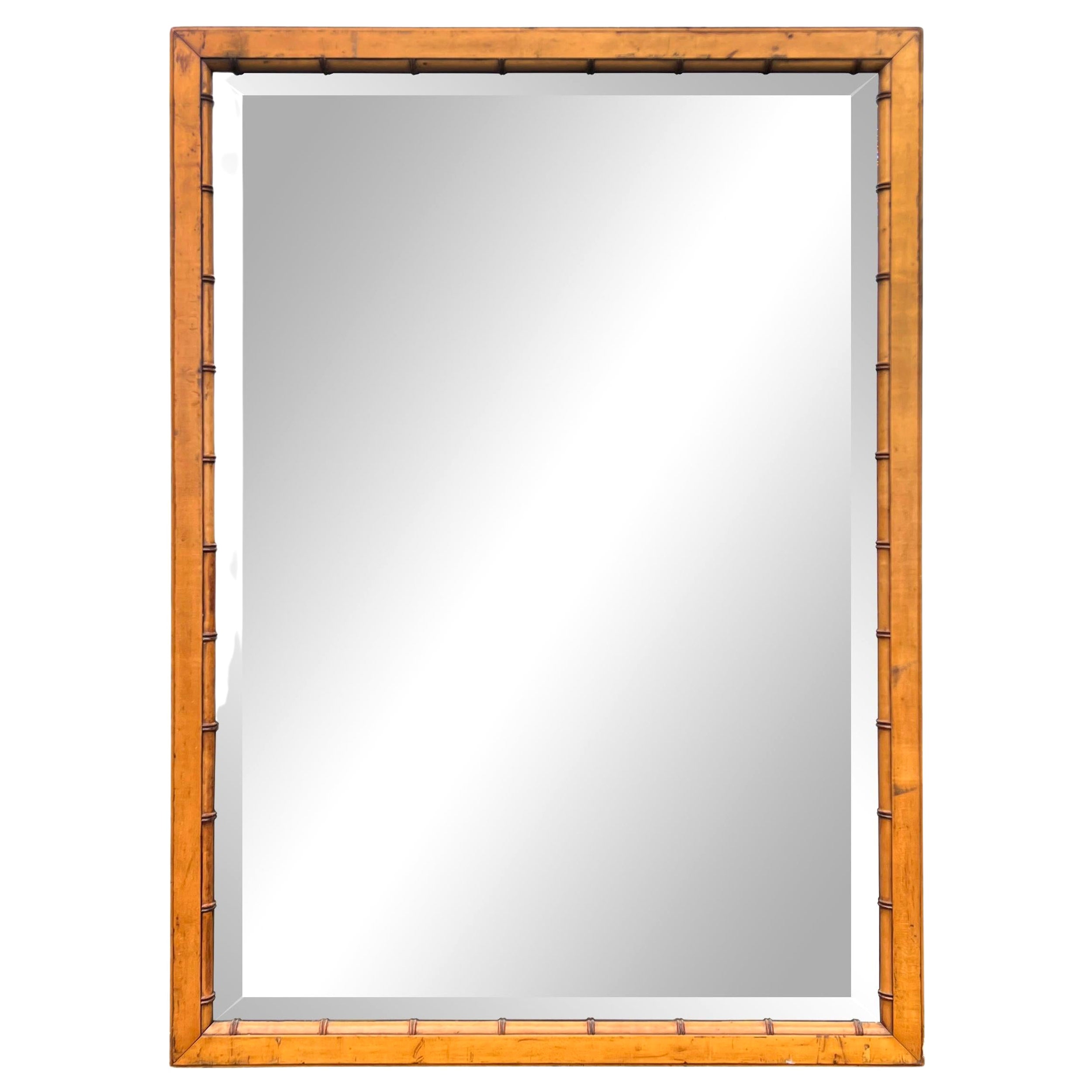 Early 20th Century French Faux Bamboo Framed Mirror