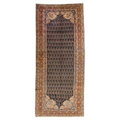 Allover Antique Persian Farahan Handmade Gallery Wool Rug In Dark Blue Color