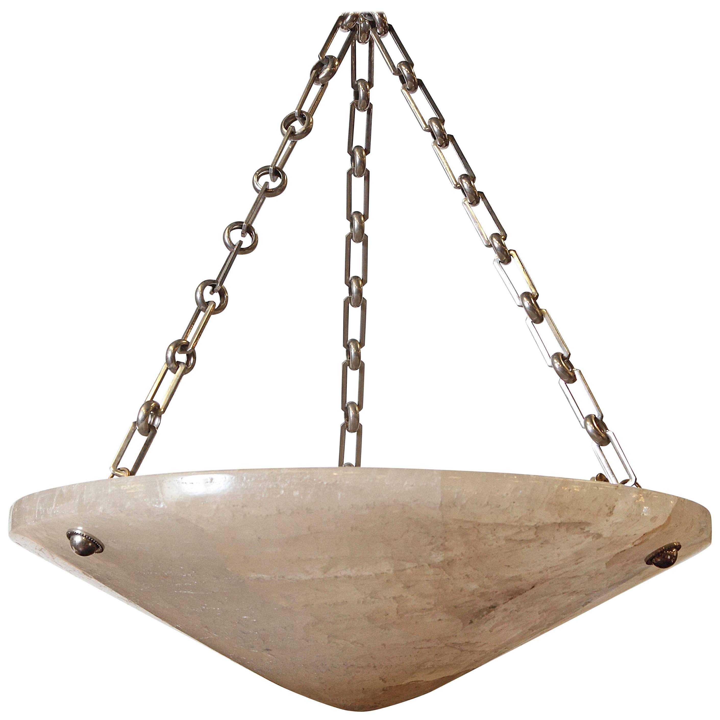 20th Century Rock Crystal Hanging Bowl Chandelier