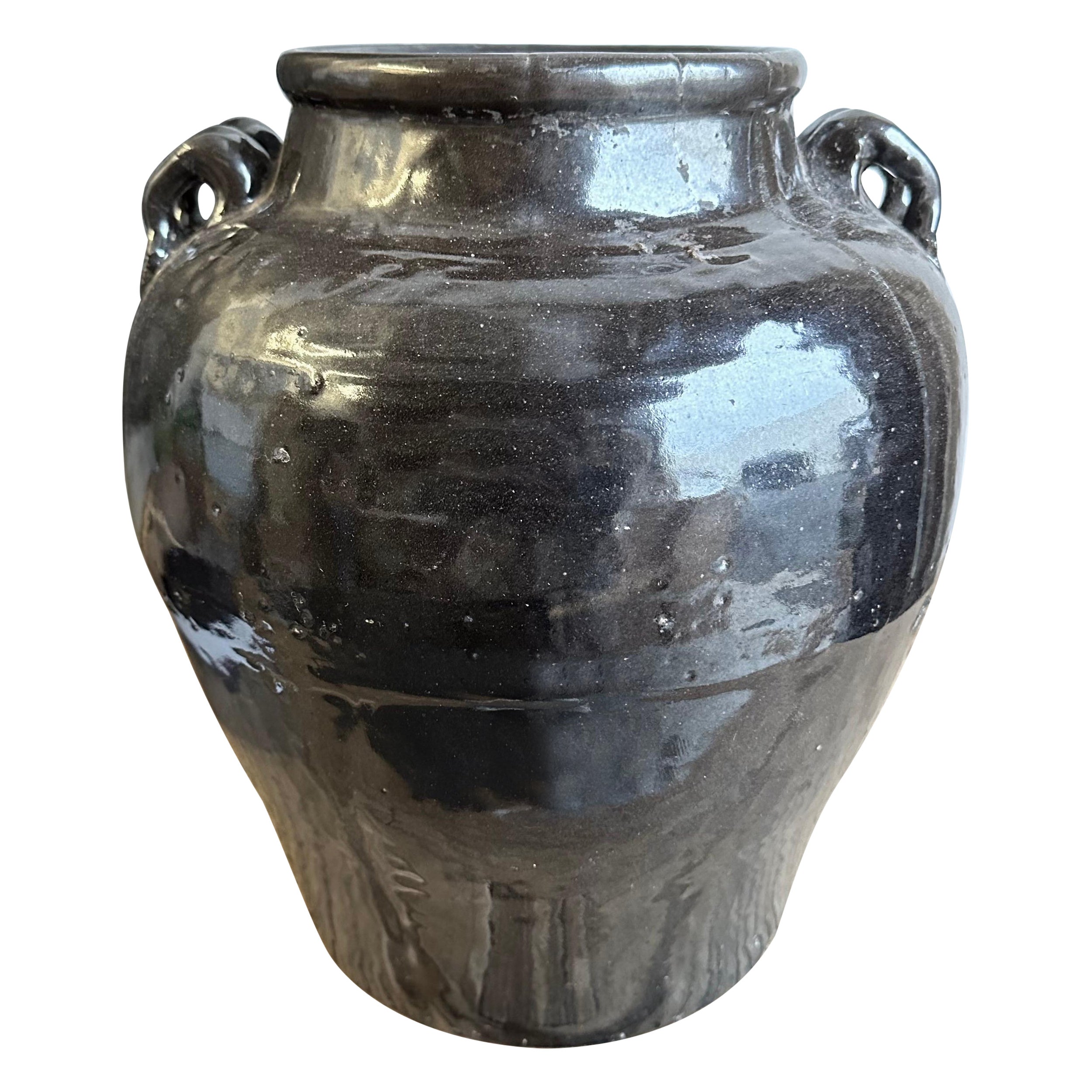 Vintage Glazed Black Pottery For Sale at 1stDibs