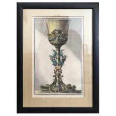 18th Century Antique Royal Cup Ioan Giardini Maxi Joseph Limpach Etching, Framed