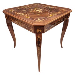 Italian Marquetry Burlwood and Mahogany Convertible Game Table