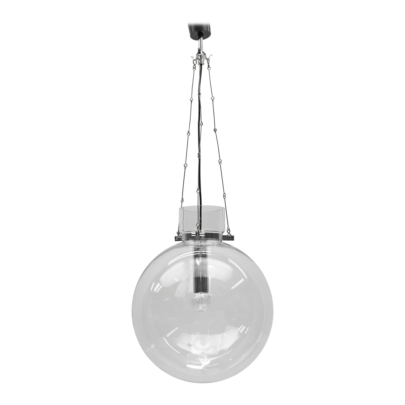 Exceptional & Large Mid Century Modern Glass Pendant Lamp, 1960s For Sale