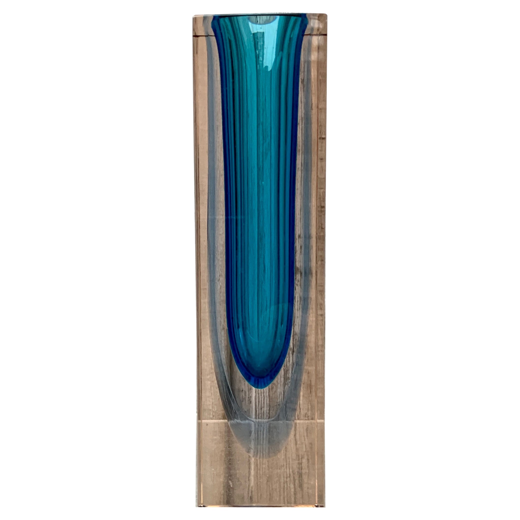Kupferblaue Sommerso-Vase von Flavio Poli aus der Mitte des Jahrhunderts im Angebot