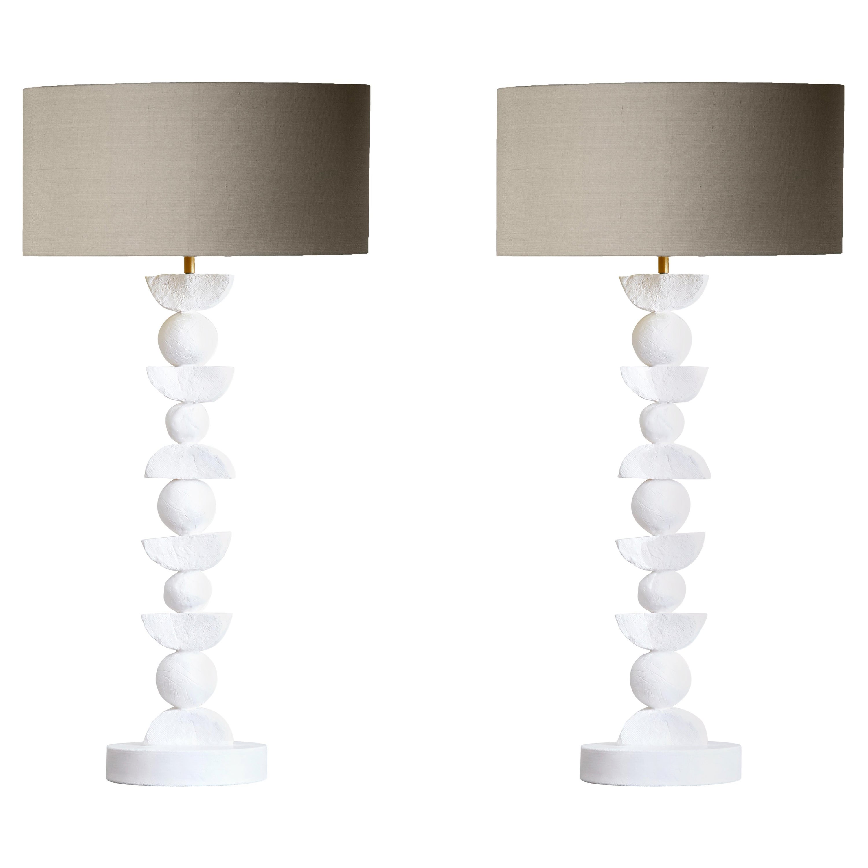 Sculptural, Organic, Textured Silhouette Table Lamp by Margit Wittig in White For Sale