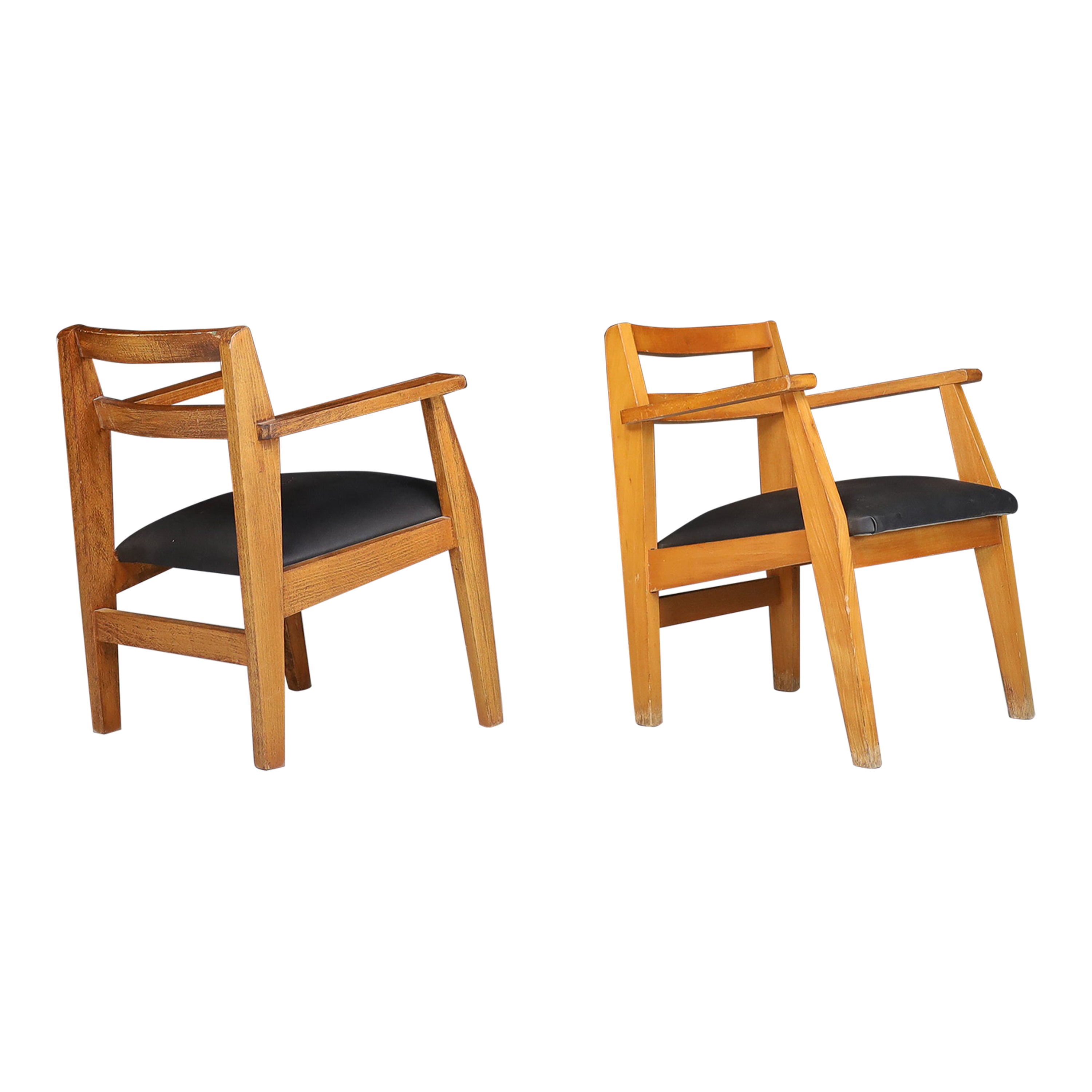 Mid-Century Modern Easy Chairs Attributed to René Gabriel, France, 1940s For Sale