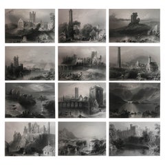 Set of 12 Original Antique Prints of Ireland, C.1840