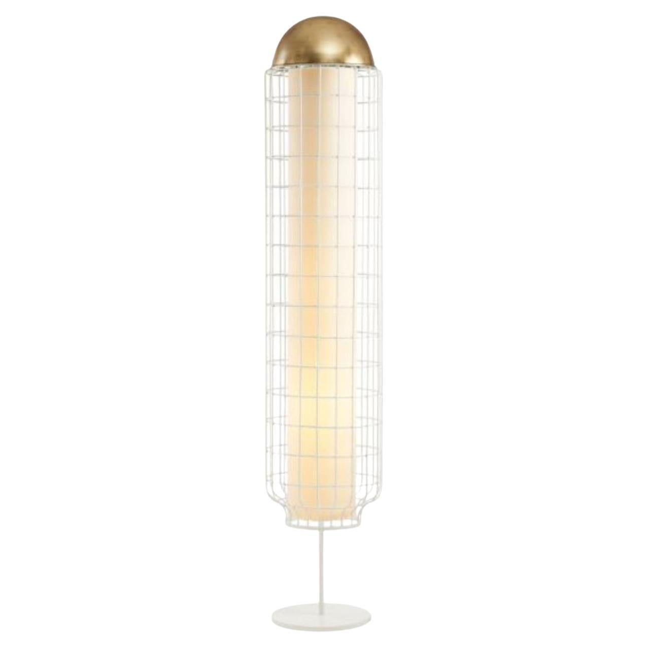 Brass and Ivory Magnolia Floor Lamp by Dooq For Sale