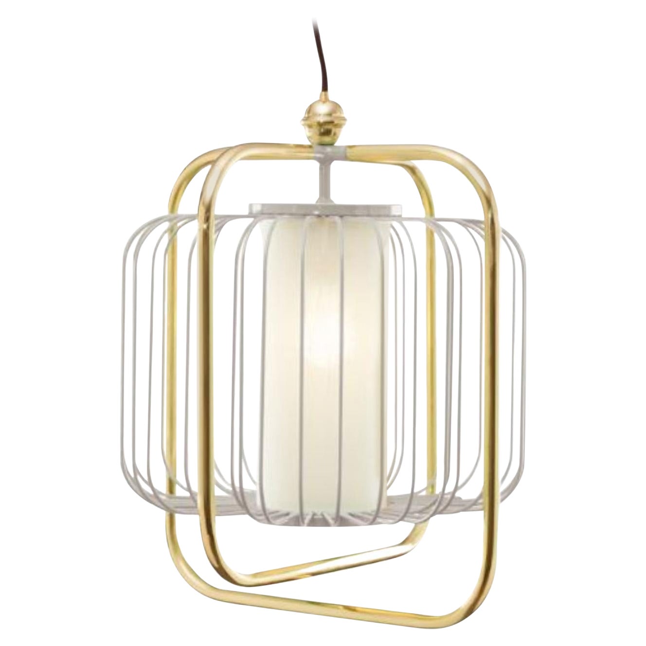 Brass and Taupe Jules III Suspension Lamp by Dooq For Sale