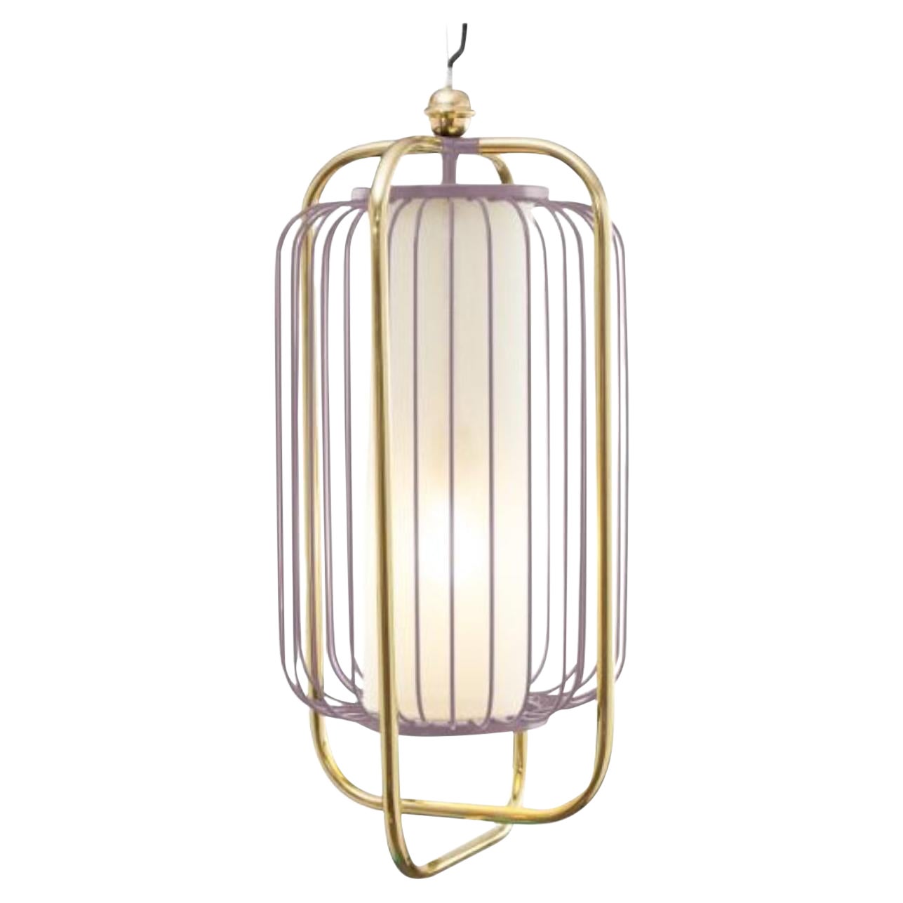 Brass and Lilac Jules II Suspension Lamp by Dooq For Sale