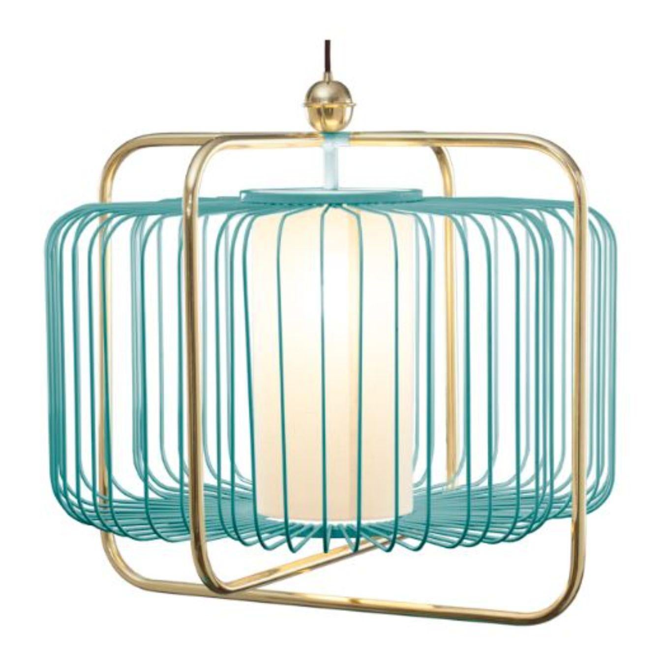 Brass and Mint Jules I Suspension Lamp by Dooq