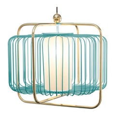 Brass and Mint Jules I Suspension Lamp by Dooq