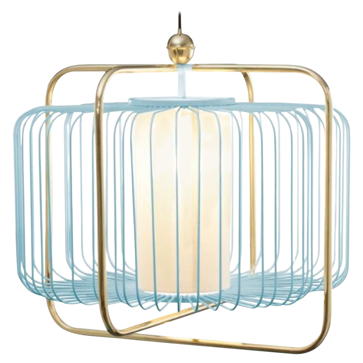 Brass and Jade Jules I Suspension Lamp by Dooq For Sale