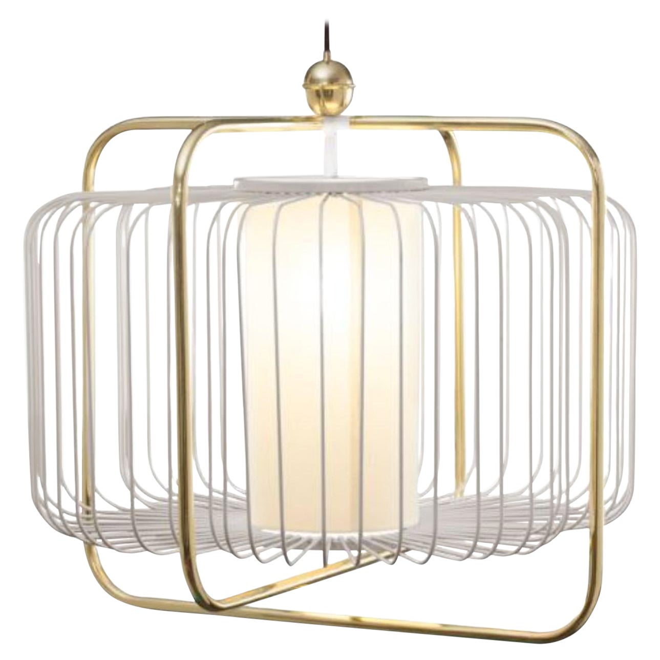 Brass and Taupe Jules I Suspension Lamp by Dooq For Sale