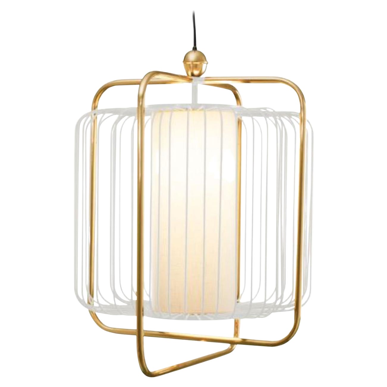 Brass and Ivory Jules Suspension Lamp by Dooq For Sale