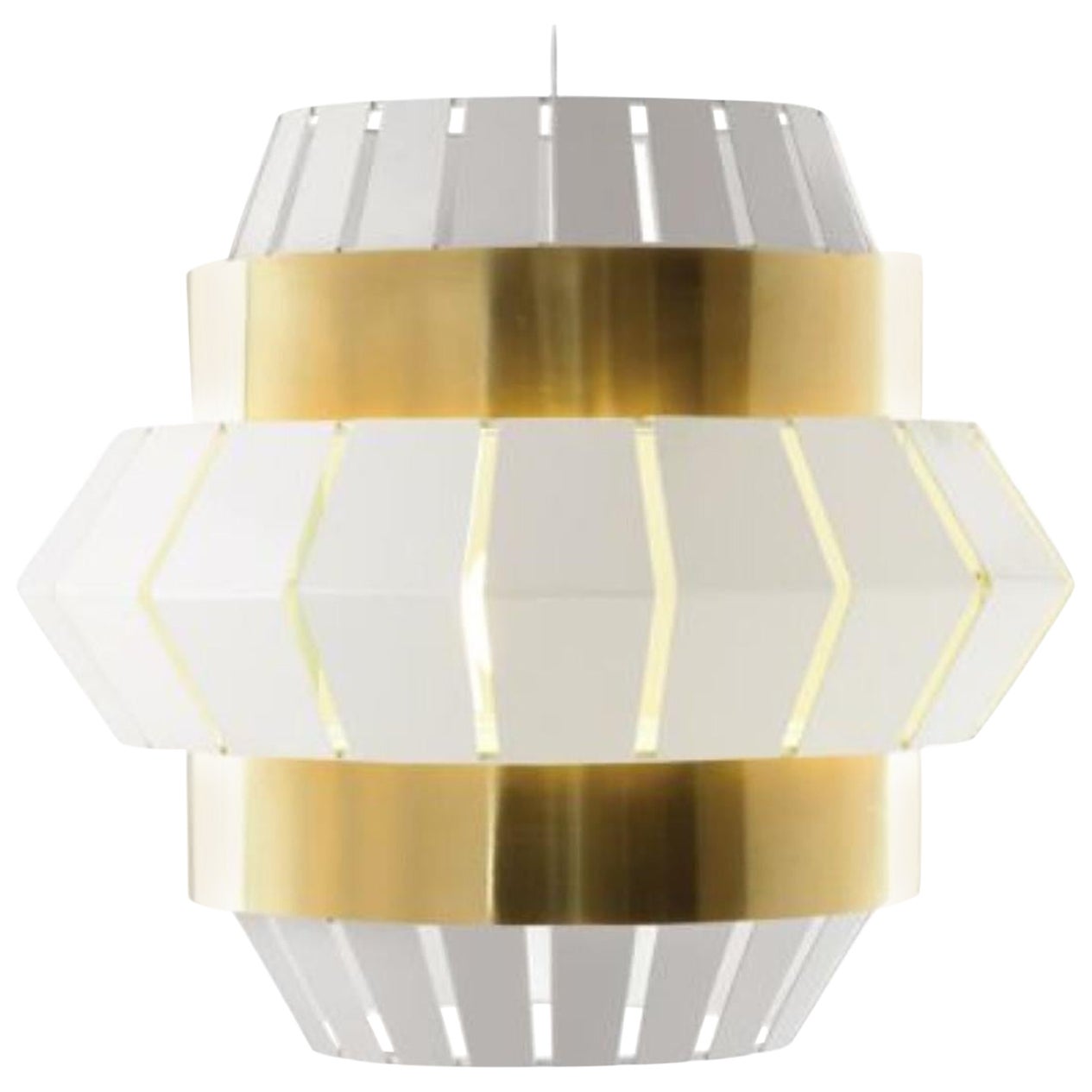 Ivory Comb Suspension Lamp with Brass Ring by Dooq For Sale