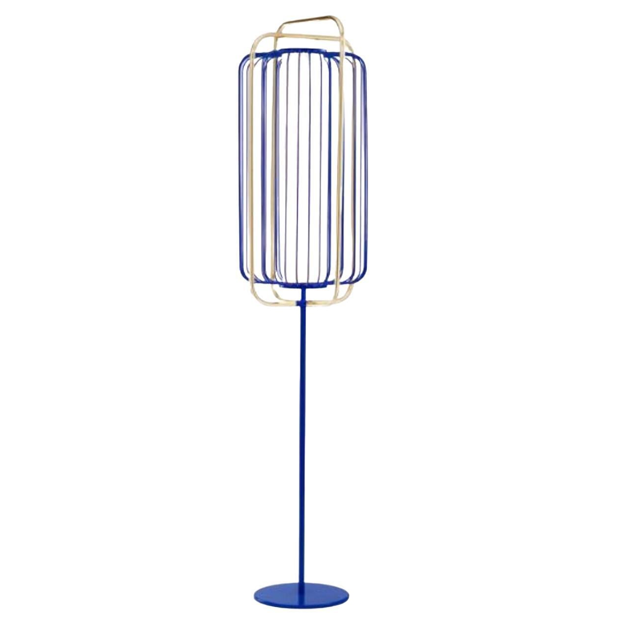 Brass and Cobalt Jules Floor Lamp by Dooq For Sale