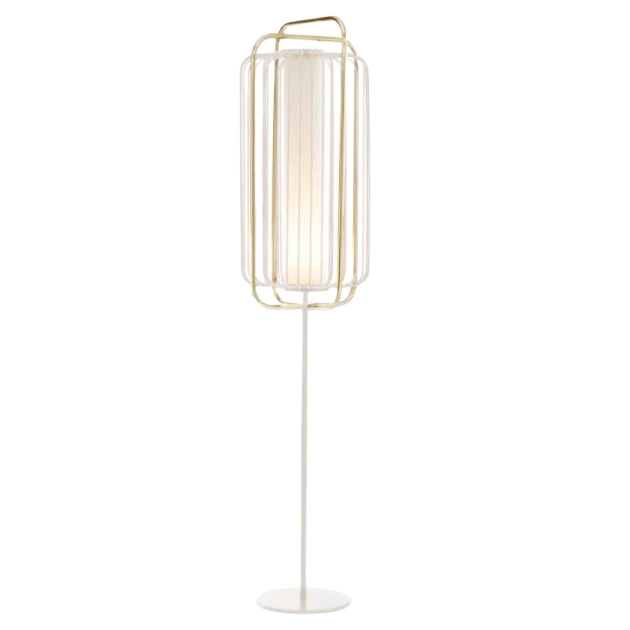 Brass and Ivory Jules Floor Lamp by Dooq For Sale
