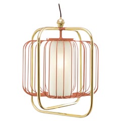 Brass and Salmon Jules III Suspension Lamp by Dooq