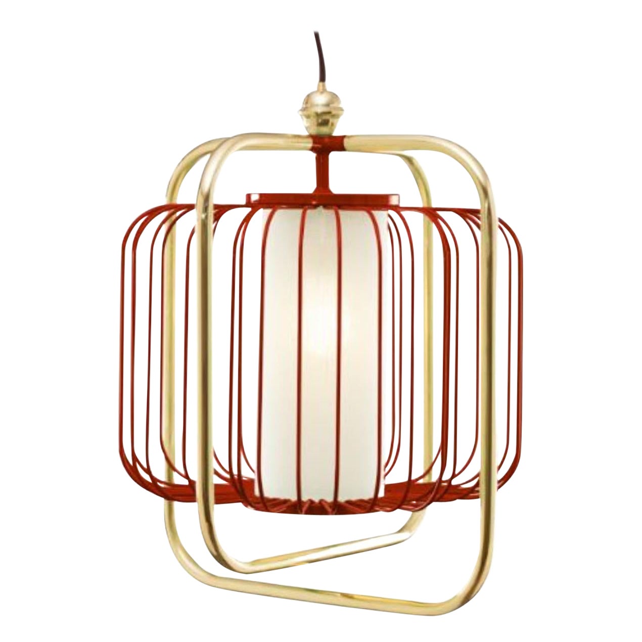 Brass and Lipstick Jules III Suspension Lamp by Dooq For Sale