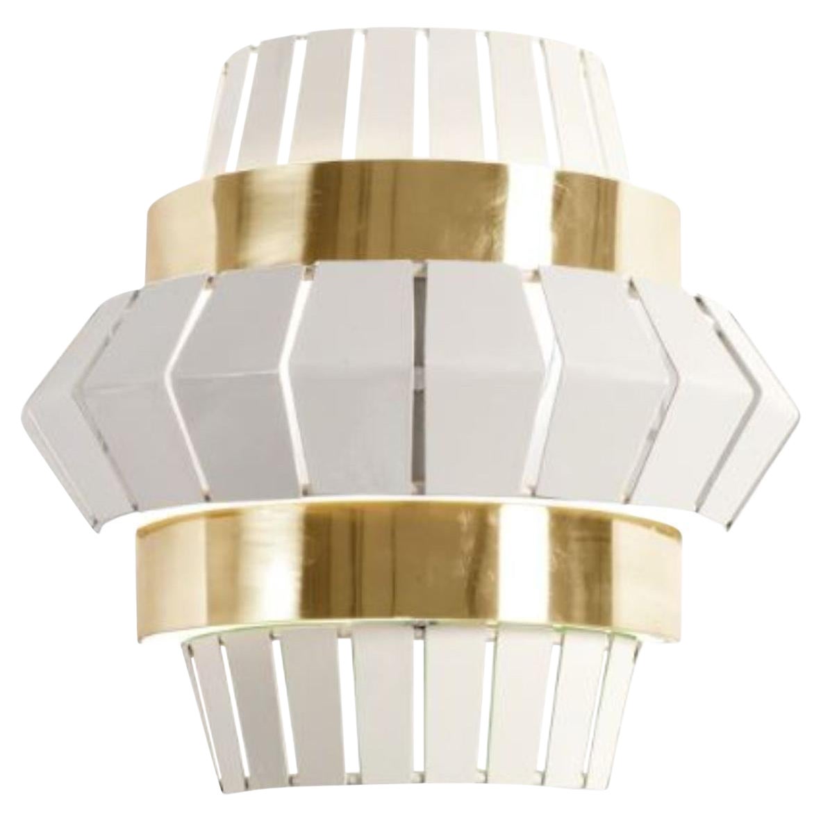 Ivory Comb Wall Lamp with Brass Ring by Dooq For Sale